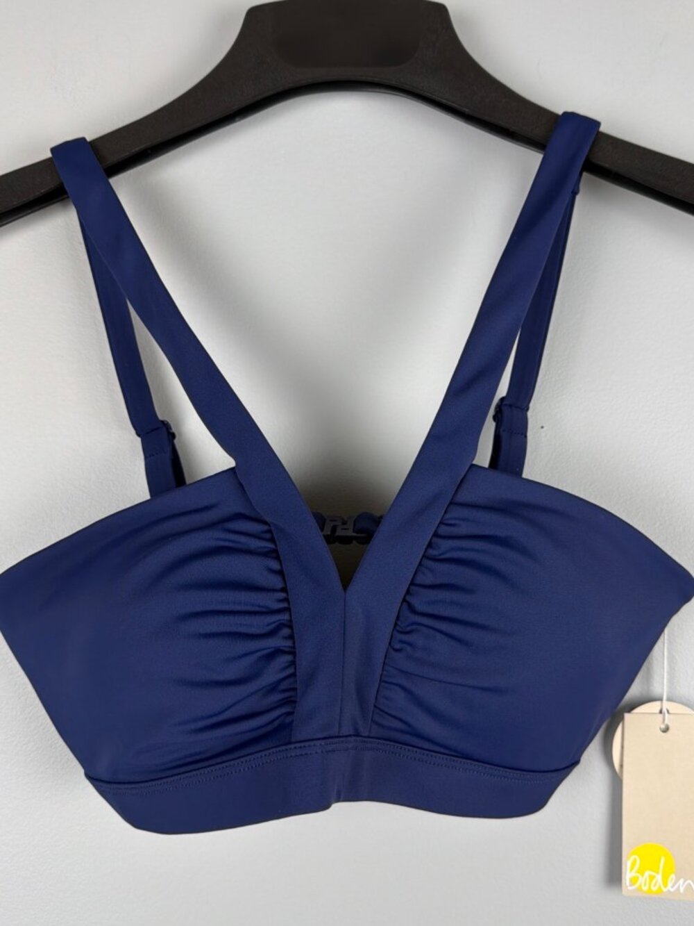 Boden Deep V-Neck Bikini Top Womens 6 Navy Blue Swimwear Beach Pool Vacation NWT